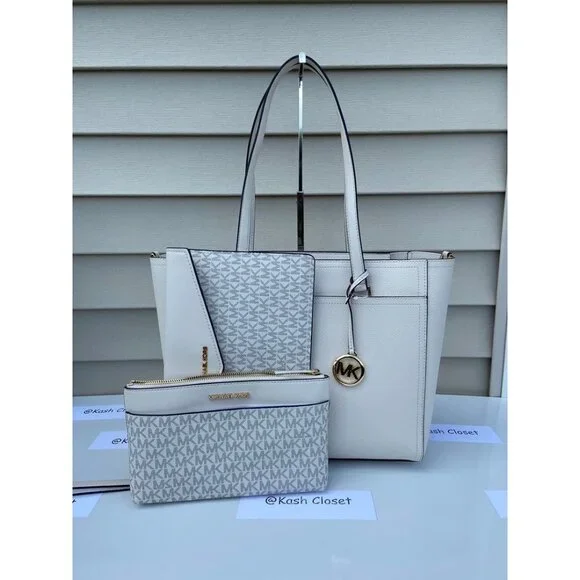 Michael Kors tote maisie 3 in 1 large bag clutch & crossbody light cream multi